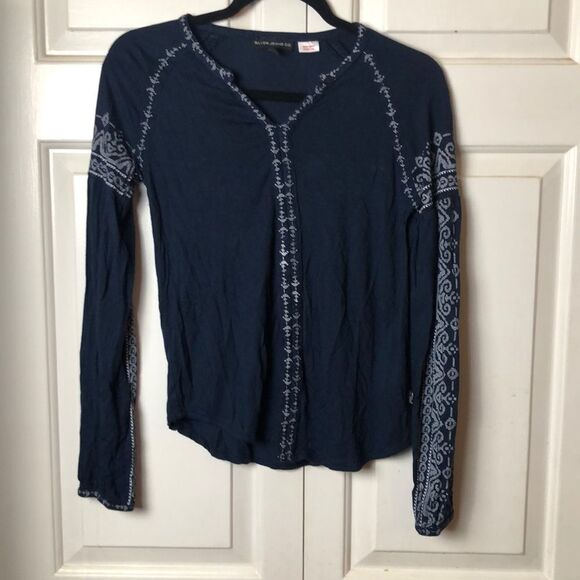 Silver Jeans Co Kids V-Neck Long Sleeve Pullover Style Tunic Shirt Black Large - Picture 1 of 5